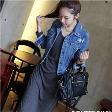 批发牛仔外套女长袖春秋装可爱翻领2013新款韩版牛仔衣女外套