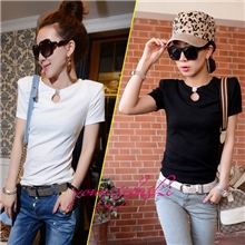 2013夏季新款女人味前后水滴状挖洞水晶扣修身款T恤A053p28