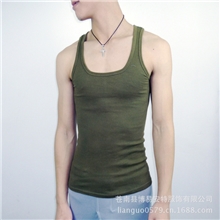 【爆款热销】时尚2*2全棉粗罗纹方领男式背心方领背心厂家批发