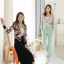 韩版秋季卫衣1801三四件套装时尚气质印花拼色休闲长裙套装女款