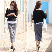 韩版秋季热卖时尚包臀大圆领休闲长裙街头混搭三件套连衣裙1288