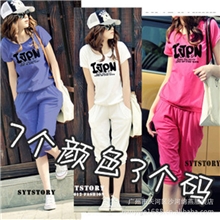 2013韩版春夏装新款套装运动服七分裤套装宽松短袖大码休闲套装女