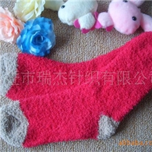 震撼热卖保暖红色半边绒室内地板袜，毛巾袜特供批发,生产加工