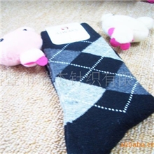 混批羊毛混纺精品高档日单经典菱形男袜现货批发