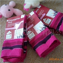 厂家直销批发144针两双包31-34全棉出口原包装女士条纹+素色女袜