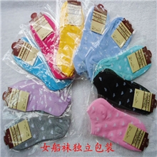 义乌厂家批发独立包装袜子日单无印良品圆点爱心船袜糖果色女袜
