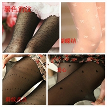 秒杀日系超薄丝袜春秋连裤袜黑白色女提花打底袜子厂家批发