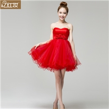 新娘结婚抹胸公主蓬蓬裙敬酒晚宴伴娘小礼服裙厂家批发L13791