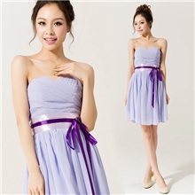 明星同款伴娘小礼服短款紫色抹胸晚礼服年会礼服厂家批发L12060