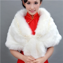 新娘婚纱披肩礼服新娘毛披肩旗袍披肩春秋冬款白色毛披肩