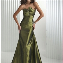 供应2014年新款绿色蝴蝶结抹胸型时尚长款魅力礼服