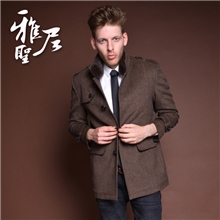 【原创设计】奢华毛领羊男士毛呢大衣厂常熟男家加盟代理13888-2