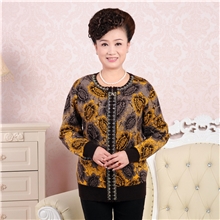 秋冬妈妈装时尚针织开衫加厚女外套名旺双鹿中老年女士羊毛衫