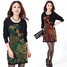 2013秋冬新款中年女装大码针织衫中长款长袖韩版凤凰羊毛衫女装