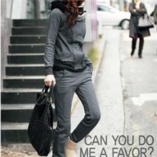 大码带帽卫衣冬衣秋天外套女开衫春秋装韩版一套运动休闲套装胖mm