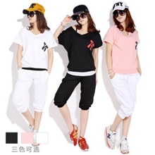夏季运动套装大码休闲套装2012女新款韩版女夏短袖女大码