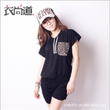 运动套装女款夏韩版时尚李孝利同款女装大码显瘦T恤短裤套装