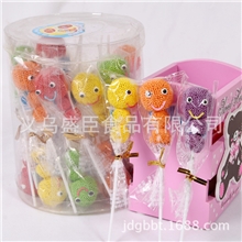 15克绿波浪胖仔笑脸棒棒糖QQ软糖批发