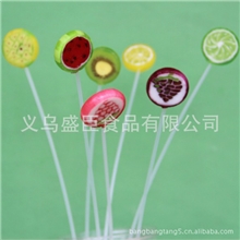 10克长棒水果切片多种水果味硬糖棒棒糖批发