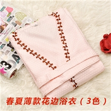 厂家直销批发春夏薄款竹纤维浴裙女士花边浴衣睡裙华服格浴衣