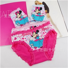 迪斯尼米奇卡通纯棉儿童内裤内衣莱卡棉三角裤女童三角内裤批发