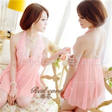 情趣内衣批发进货后粉挂脖热款薄纱透明性感