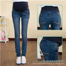 中山厂家直销春秋孕妇裤孕妇牛仔托腹裤孕妇修身小脚裤孕妇裤子
