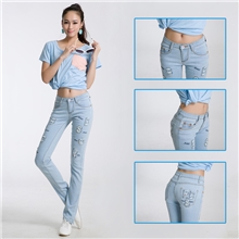 爆款正品新款时尚秋季韩版女装铅笔裤弹力修身女式小脚牛仔裤