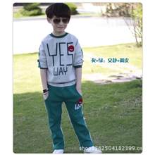 童装韩版休闲男童装纯棉字母套头上衣长裤套装秋款厂家直销