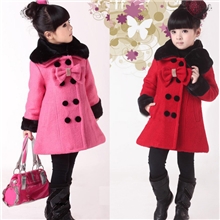 韩版童装秋冬装新款女童呢子毛领大衣加厚外套宝宝呢大衣中大童