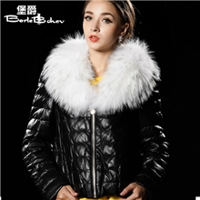 【企业集采】堡爵2013冬季新款真皮羽绒皮衣女貉子毛领皮衣外套
