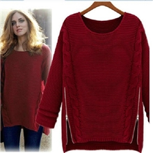 秋冬新品韩版女装中长款蝙蝠衫厚针织衫keqili宽松显瘦外套头毛衣