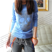 13女新款山羊绒打底衫法国ZV骷髅头纯羊绒衫批发特价包邮