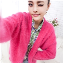 独家2013秋冬女装新款超气质长毛水貂绒开衫灯笼袖毛衣开襟外套
