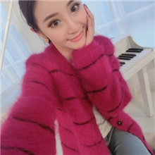 欧美范加厚长毛貂绒开衫女款中长款女士毛衣外套女装皮草大衣新款