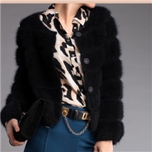 欧洲站高端品牌韩版长毛貂绒衫女纯貂绒开衫外套女短款貂绒毛衣