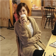 2013秋冬新款韩版大码女式针织衫长袖毛衣外套女长款毛衣批发