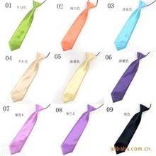 儿童纯色领带纯色领结橡皮筋领带单色闪光系列小领带批发