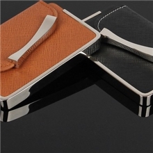 定做高档可激光雕刻logo金属名片盒酒店用品批发设计川庆皮具厂