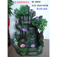 【艺品福人】流水喷泉摆设鱼缸创新礼品假山加湿器树脂工艺品