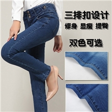 902#妮可斯丹韩版修身显瘦排扣牛仔裤女小脚铅笔裤打底裤女裤