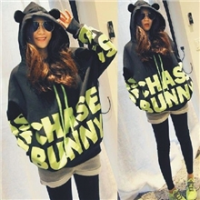 2013秋季新款小爸爸马伊琍同款米奇耳朵大字母中长款宽松绒卫衣