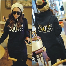 2013秋冬新款修身字母羊羔绒外套韩国休闲风格加厚长款连帽卫衣