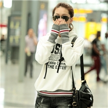 2013春秋装新款韩国加厚宽松休闲个性插指抓绒帽衫外贸女士卫衣