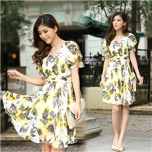 2013夏季新款雪纺连衣裙/韩版修身宫廷女装裙子#1049