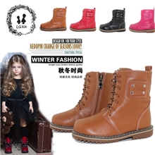 LGXH正品潮！台湾设计师秋冬热卖马丁靴7孔真皮加棉儿童靴亲子