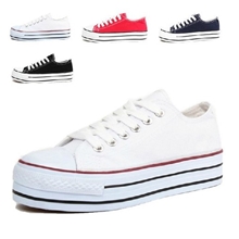 批发代理厚底帆布鞋低帮松糕底女鞋学生鞋潮流新款系带透气款鞋子