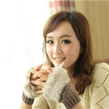 厂家直销韩版百搭格子纹短款冬季保暖毛线针织半指手套厂家批发