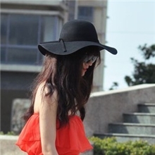 欧美小辣椒羊毛呢春夏天英伦复古女士礼帽遮阳帽大檐帽帽子女