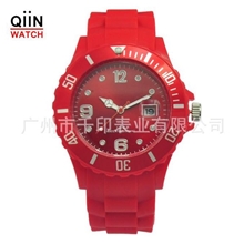 IE109H工厂手表批发热卖硅胶手表无任何logo日历大量现货